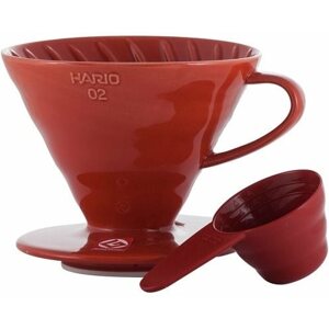 Filteres kávéfőző Hario Dripper V60-02, kerámia, piros