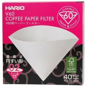 Kávéfilter Hario papírfilter V60-02, fehér, 40 db