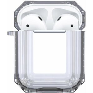 Fülhallgató tok Hishell Two Colour Clear Case for Airpods 1&2 black
