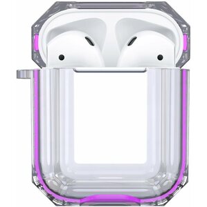 Fülhallgató tok Hishell Two Colour Clear Case for Airpods 1&2 purple