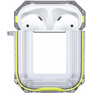 Fülhallgató tok Hishell Two Colour Clear Case for Airpods 1&2 yellow
