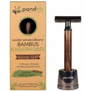 Borotva PANDOO Bambusz borotva vékony fogantyúval + 10 db borotvapenge