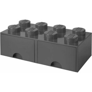 Tároló doboz LEGO tárolódoboz 8 fiókkal - sötét szürke