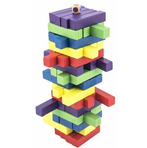 Társasjáték Játék fa torony 60 db színes puzzle társasjáték