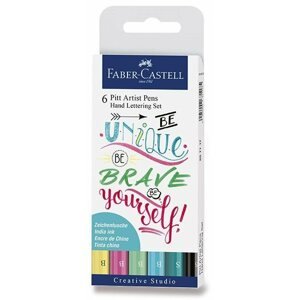 Dekormarker Faber-Castell Pitt Artist toll kézi betűkkel ellátott markerek, 6 színben