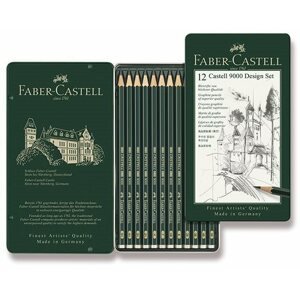 Ceruza Faber-Castell Castell 9000 Design grafit ceruzák pléhdobozban, 12 db-os készlet