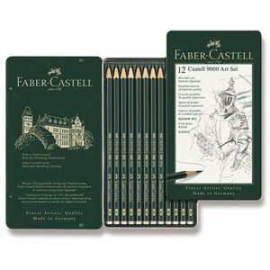 Ceruza Grafit ceruzák Faber-Castell Castell 9000 Art konzervdobozban, 12 db-os készlet