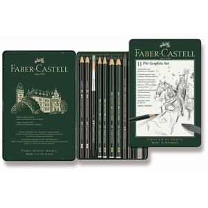 Grafit ceruza Faber-Castell Pitt Graphite Monochrome grafit ceruzák fémdobozban, 11 db-os készlet