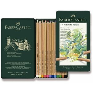 Színes ceruza Faber-Castell Pitt Pastell színesek pléhdobozban, 12 szín