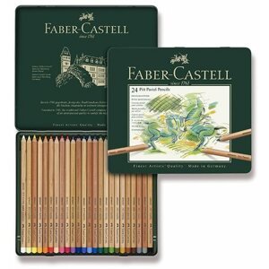 Színes ceruza Faber-Castell Pitt Pastell zsírkréták bádogdobozban, 24 színben