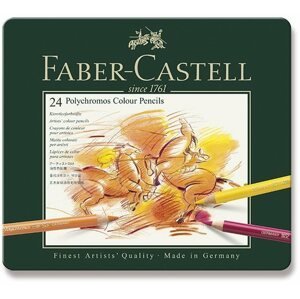 Színes ceruza Faber-Castell Polychromos zsírkréták bádogdobozban, 24 szín