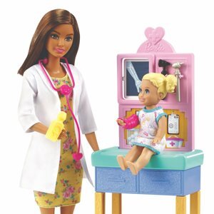 Játékbaba Barbie Foglalkozások - Gyermekorvos - barna hajú