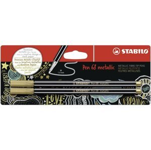 Filctoll STABILO Pen 68 metallic 2 db arany bliszterben