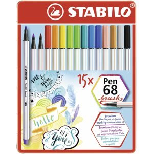 Filctoll STABILO Pen 68 brush 15 db fém tok