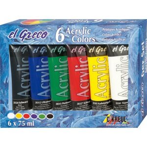 Szett KREUL "EL GRECO" akril festékkészlet, 6 szín, 75 ml-es tubusban