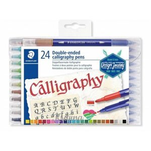 Dekormarker STAEDTLER kalligráfiai filctollak "Calligraph Duo", 24 szín, 2,0/3,5 mm, kétoldalas