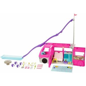 Játékbaba autó Barbie Álmok lakókocsija óriáscsúszdával