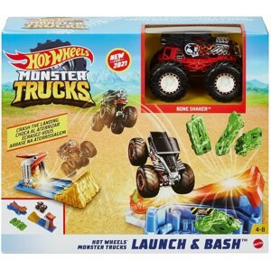 Autópálya játék Hot Wheels Monster Trucks Rajtolj el és találj célba játékkészlet