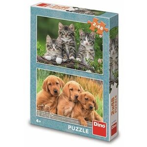 Puzzle Kutyák és macskák 2 x 48 kirakós