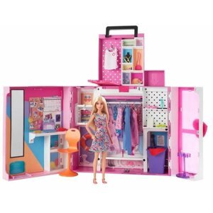 Játékbaba Barbie Álom divat szekrény babával