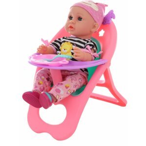 Játékbaba Pisilő baba hanggal, etetőszékkel