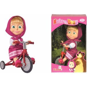 Játékbaba Simba Mása és Medve Mása egy triciklin