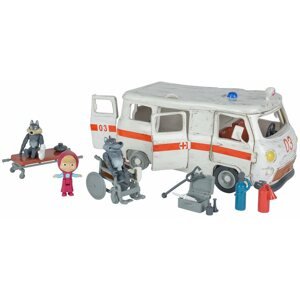 Játékbaba autó Simba Mása és medve Ambulance játékkészlet