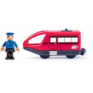 Vasútmodell kiegészítő Woody Modern elektromos kisvonat - piros