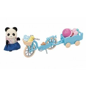 Figura szett Sylvanian Family Panda és bicikliző-korcsolyázó készlet