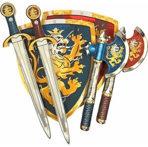 Játékfegyver Liontouch lovag szett két személyre, kék + piros - Kard, pajzs, fejsze, balta
