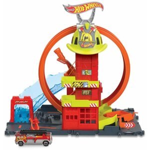 Játékszett Hot Wheels City Super tűzoltóállomás hurokkal