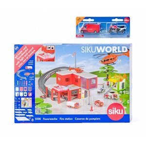 Játék autó Siku World - tűzoltóállomás tűzoltóautóval