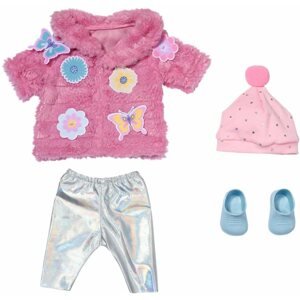 Játékbaba ruha BABY born Szett rózsaszín szőrmebundával, 43 cm