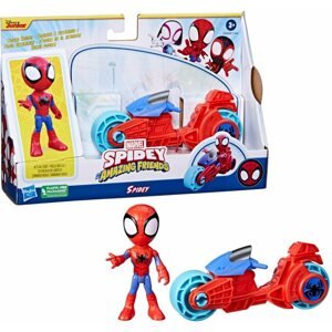 Figura Spider-Man and His Amazing Friends Spider-Man Motorbicikli és figura 10 cm