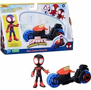 Figura Spider-Man and His Amazing Friends Miles Morales Motorbicikli és figura 10 cm