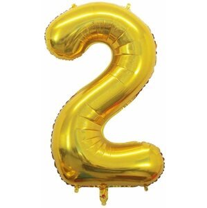 Lufi Atomia születésnapi, 2-es szám, arany, fólia, 82 cm
