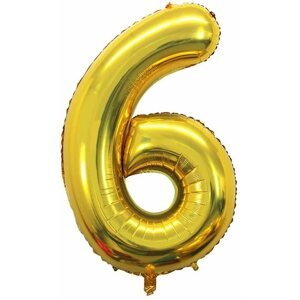 Lufi Atomia születésnapi, 6-os szám, arany, fólia, 82 cm
