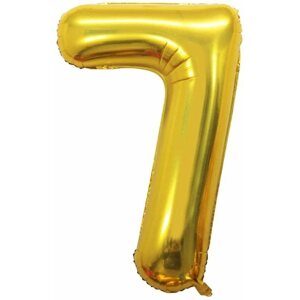 Lufi Atomia születésnapi, 7-es szám, arany, fólia, 82 cm