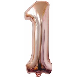 Lufi Atomia születésnapi, 1-es szám, rózsaarany, fólia, 102 cm