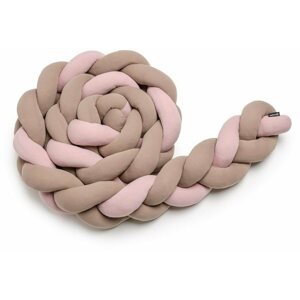 Rácsvédő kiságyba T-tomi Kötött rácsvédő, 180 cm, rózsaszín + mokka