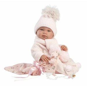 Játékbaba Llorens 84338 New Born kislány - élethű játékbaba teljes vinyl testtel - 43 cm