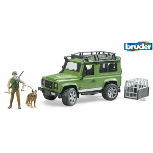 Játék autó Bruder Erdészet - Land Rover Defender vadásszal és kutyával