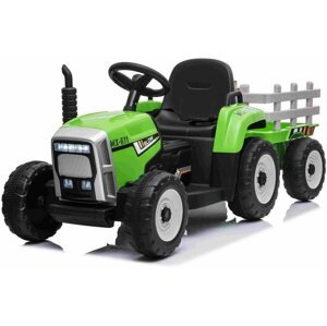 Elektromos gyerek traktor Workers Traktor pótkocsival, zöld