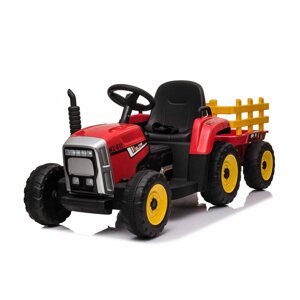 Elektromos gyerek traktor Workers Traktor pótkocsival, piros