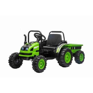 Elektromos gyerek traktor POWER Traktor pótkocsival, zöld