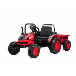 Elektromos gyerek traktor POWER Traktor pótkocsival, piros