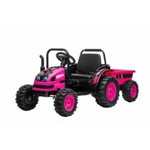 Elektromos gyerek traktor POWER Traktor pótkocsival, rózsaszín