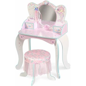 Gyerek asztal DeCuevas 55541 Fa toalettasztal tükörrel, fa székkel és kiegészítőkkel - ocean fantasy 2021