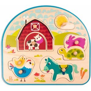 Kirakós játék B-Toys Fa puzzle fogórészekkel - Farm