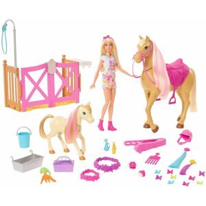 Játékbaba Barbie aranyos ló kiegészítőkkel